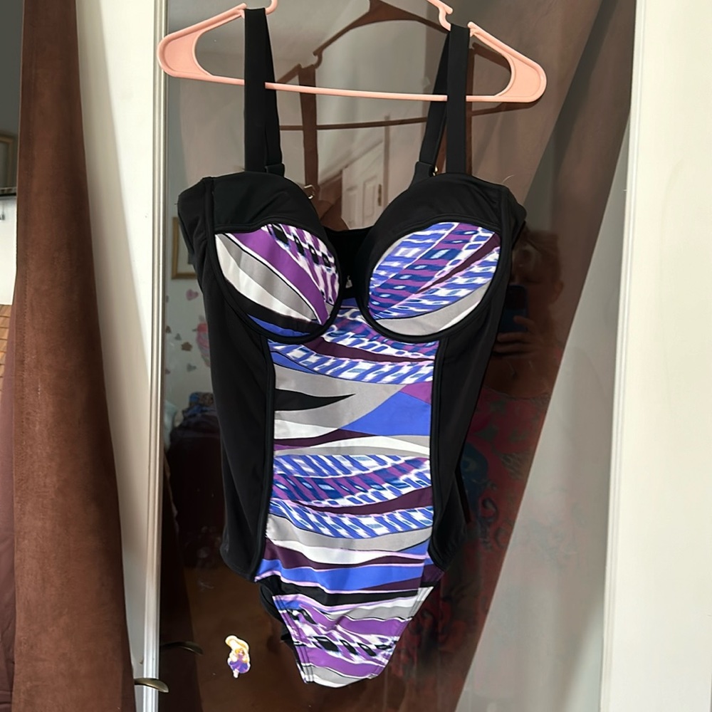 Swimsuit, new adjustable straps, high back, multicolored,  size 18, run small